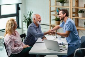 Doctor patient handshake